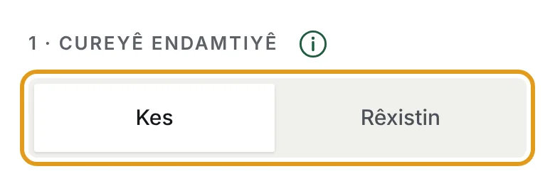 Hilbijartina cureyê endamtiyê, bi «Kes» hilbijartî.