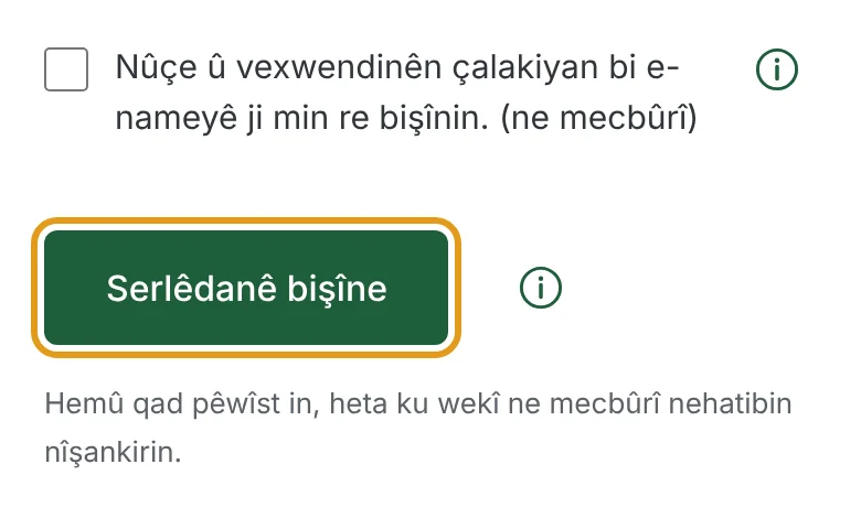 Bişkoka Serlêdanê bişîne diyar kirî ye.